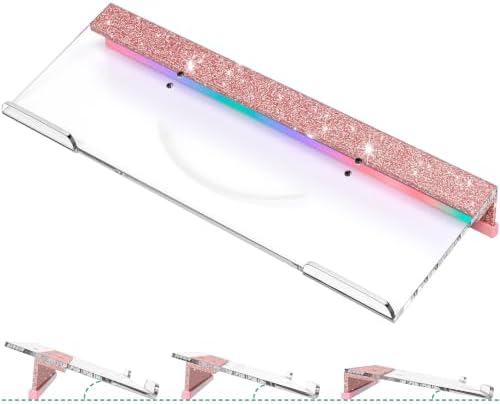 Ergonomic Computer Keyboard Stand - Adjustable Keyboard Riser Tilt Clear and Glitter Rose Gold Acrylic Keyboard Tray Non-Slip Elevated Typing Key Board Holder Lift for Office Desk Accessories