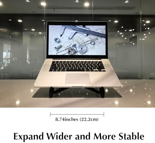 K7 Laptop Stand, Foldable Portable Laptop Stand,Black, Lightweight Ergonomic Laptop Riser for Desk for Laptops universial fit,one Step for Open & Close Design,Compact for Travel,Office,Home,Library