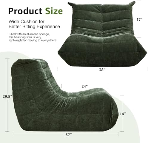 Hobestluk Adults Bean Bag Chair Faux Fur BeanBag Couch for Living Room