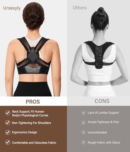 URSEXYLY Posture Corrector for Women Breathable Back Brace For Posture Adjustable Back Straightener Support for Neck Shoulder Clavicle and Upper Back Pain Relief(L/XL,Black)