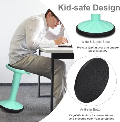 GLACER Wobble Stool, Height Adjustable 16.5-24" Flexible Seating (Green)