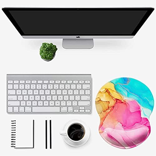 Mouse Pad with Wrist Support, Non Slip Mousepad Wrist Rest for Office, Computer, Laptop & Mac-Comfortable & Lightweight Ergonomic Support Mouse Mat(Wrist-Colorful Marble)