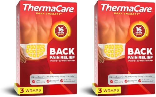ThermaCare Advanced Back & Hip Heat Wraps for Lower Back Pain Relief - Heating Pads with 16-Hour Heat Therapy - Adhesive Heat Wraps for Muscle & Joint Pain, Flexible Fit Design - 3 Count (Pack of 2)