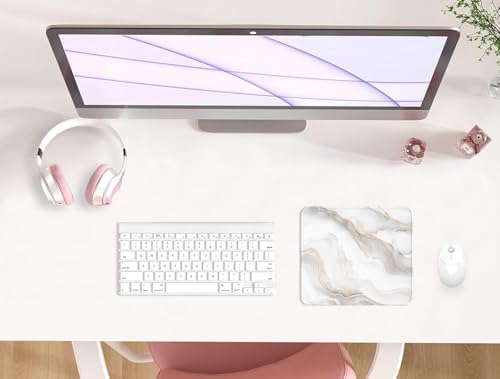 eulps Mouse Pad with Stitched Edge, Multiple Patterns Computer Mouse Pads with Non-Slip Rubber Base, Washable Cloth Mousepad, for Gaming, Laptop, PC (Ivory Marble)