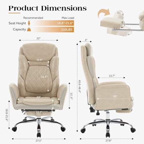 Big and Tall Executive Criss Cross Office Chair with Footrest Flip Armrest