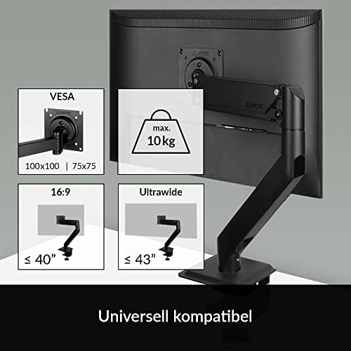 ARCTIC X1-3D - Monitor Arm with Extendable Gas Arm, Support Monitor up to 40" Ultrawide, up to 10 kg/22 lbs, with Cable Management, Adjustable - Black