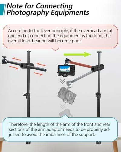 Overhead Camera Mount Desk Stand, Camera Arm Desk Mount Clamp Stand with 360°Adjustable Magic Arm, Webcam Arm Mount Stand w Ballhead Phone Mount for Desk Logitech Microphone Video Light Cell Phone