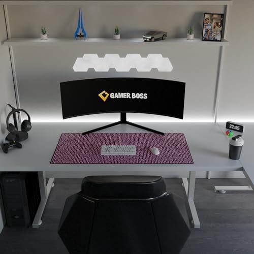 Gamer Boss - Gaming Mouse Pad - 48 x 24 Inches - 4mm Thick with Stitched Edges, Non-Slip Rubber Base, Premium Cloth Mousepad, Desk Mat for Laptop, Keyboard, Computer & PC (Mega, Pink Maze)