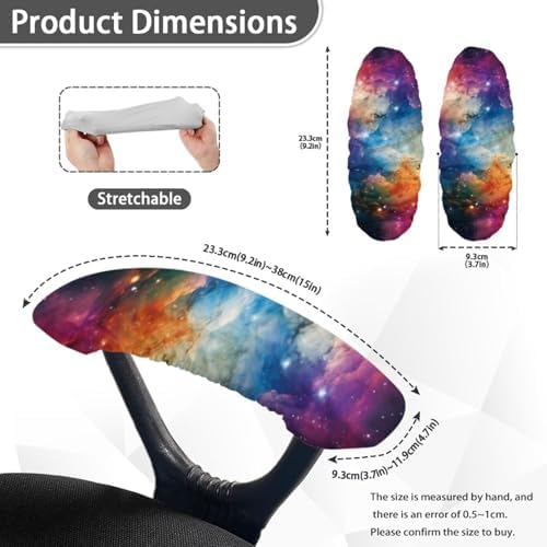 2Pcs Office Chair Arm Cover, Starry Sky Print Chair Armrest Covers, Office Seat Hand Rest Protector, Elastic Skin Friendly Computer Arm Protectors
