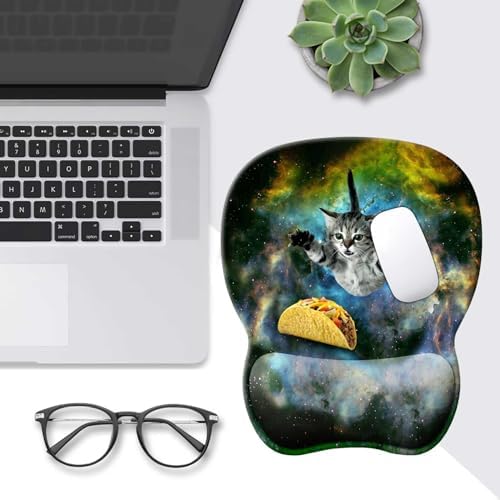 Ergonomic Mouse Pad with Wrist Support | Cute Mouse Pads with Non-Slip PU Base | for Home Office Working Studying Easy Typing & Pain Relief | Cute Cat Mousepad