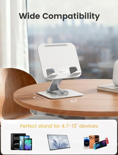 Lamicall Adjustable iPad Stand for Desk, Ultra-Slim Foldable, 360° Rotation