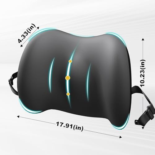 BYMECOST Cooling Lumbar Support Pillow for Car,Memory Foam Car Back Cushion