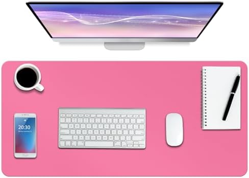 ‎Boutilon Leather Desk Pad Protector,Non-Slip Mouse Pad,Laptop Desk Pad,Office Mouse Mat,Waterproof Leather Desk Blotter,Desk Writing Pad for Office and Home (M-Rose Pink,30"x14")
