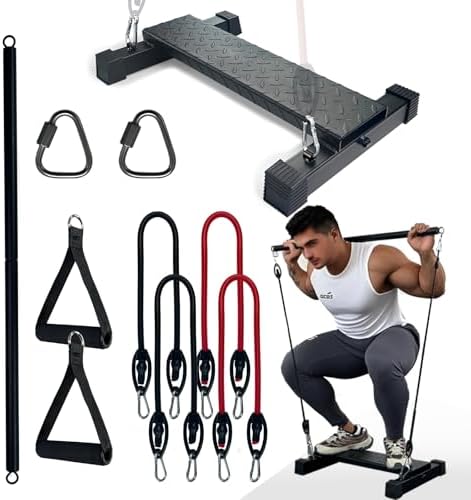 BLUSLM Multifunctional Steel Calf Raise Bar, Wide Standing Calf Raise Block for Calves Stretching, Foot Stretch Platform, Anti-Slip Squat Machine for Home Gym Workout (Black calf bar 02)