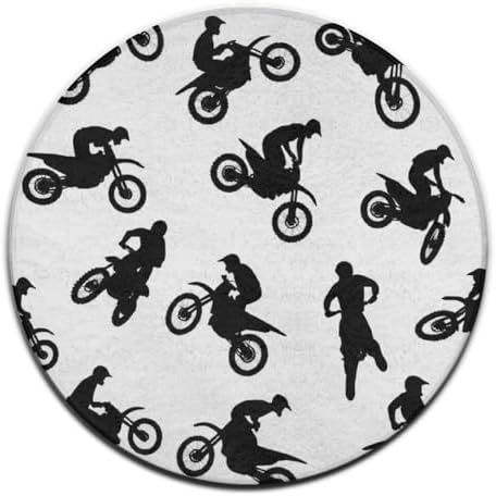 Soft Round Yoga Carpet, Office Chair Decor Round Mat for Carpet and Hardwood Floors Extreme Sports Motorcycle Dirt Bike Motocross Rider