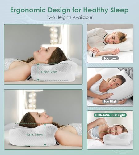 DONAMA Cervical Pillow Ergonomic Memory Foam Pillow for Neck Support