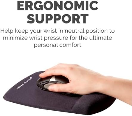 Fellowes PlushTouch Foam Mouse Pad Wrist Support - Black (9252001)