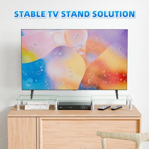 Simple Trending Glass Dual Monitor Stand, Adjustable Length/Height, Clear