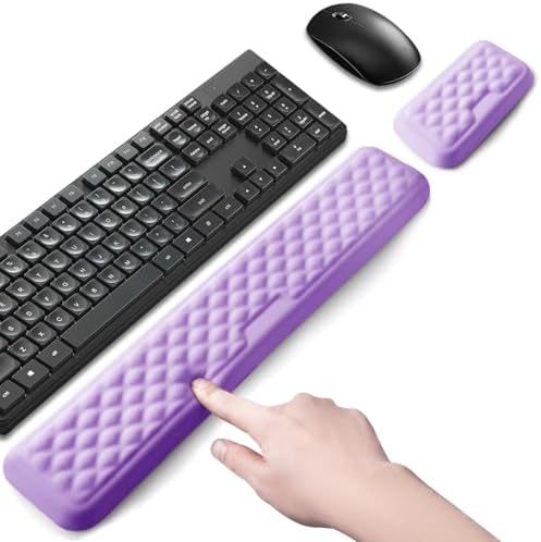 Keyboard Wrist Rest Mouse Wrist Support, Memory Foam Wrist Rest Pad for Computer Laptop, Ergonomic Wrist Cushion Support for Typing Pain Relief, Gaming Home Office, Purple