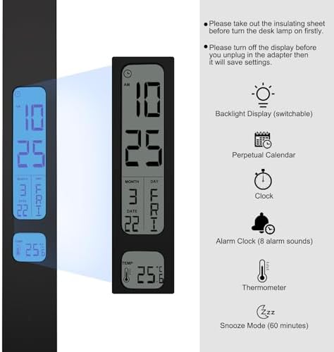 10 in 1 Smart Desk Lamp Led, Desk Light for Colleage Drom Room Office, Eye-Caring Table Lamp with Night Light, Lamp for Desk with 10W Wireless Charger, Dimmable Touch Lamp, Birthday Gifts for Women
