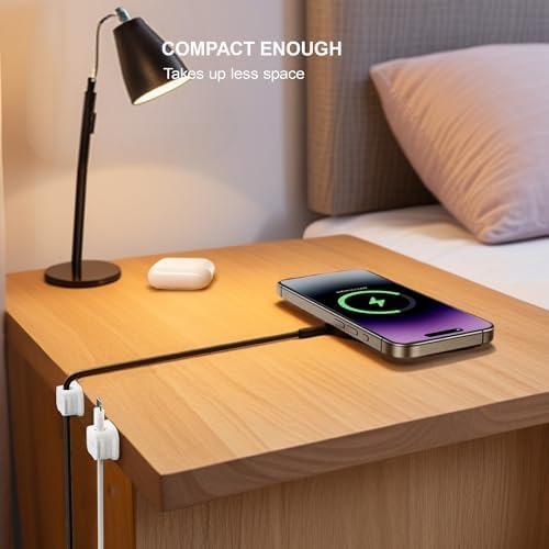 36 Pack Magnetic Cable Clip Organizer Cord Holder, Picozon Adhesive Cable Management, Wire Phone USB Charger Cable Holder, Keeper Organizer for Office Home Desktop Table - White
