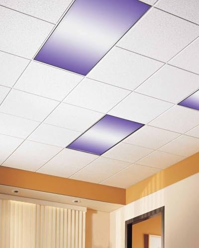 Purple White Minimalist Geometric Ombre Art Magnetic Fluorescent Light Covers for Ceiling Lights 2 x 4 Feet, Office Classroom Kitchen Drop Ceiling Light Covers Lighting Filters Shade Panel 4 Packs