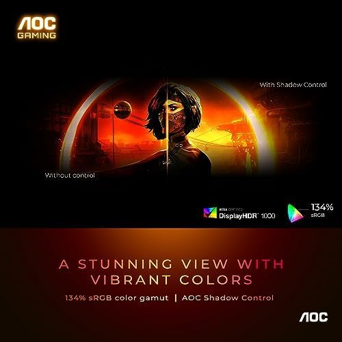 AOC 27 Inch Gaming Monitor QHD 180Hz Mini-LED HDR1000, Q27G3XMN