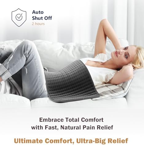 Heating Pad for Back, Neck & Shoulders, Soft Electric Heating Pad with Moist & Dry Heat, Auto-Off, Machine Washable, Birthday Gifts for Women Wife Mom Her (Rock Gray, 17"x33")