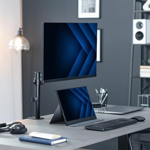VIVO Single Monitor Arm Mount for 17 to 32 inch Screens - Tension Height Adjustment, Full Articulating Tilt, Swivel, Heavy Duty VESA Stand with Desk C-clamp and Grommet Option STAND-V001K