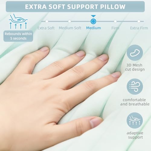 Cervical Neck Pillow for Neck Pain Relief, Neck Support Pillows, Contour Memory Foam Pillow, Orthopedic Pillow for Side Back Stomach Sleeper, Cooling Removable Pillowcase, Medium Soft