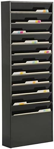 Displays2go Wall-Mounted File Folder Rack with 11 Tiered Pockets