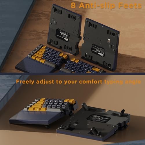 RK ROYAL KLUDGE S70 Ergonomic Split Keyboard, Tactile Brown Switch Black