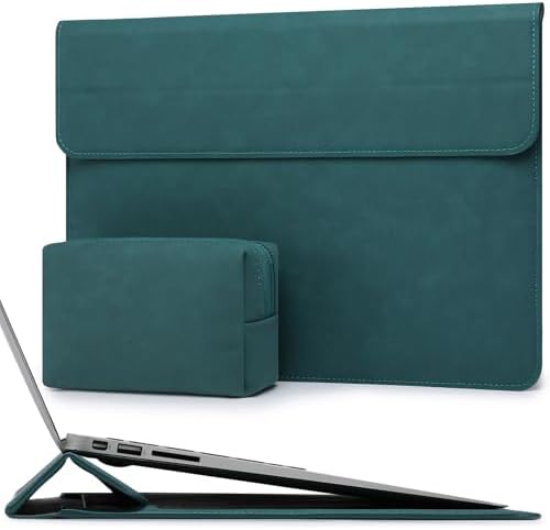 HYZUO 13.3-14 Inch Laptop Case Sleeve with Stand Feature, Dark Green