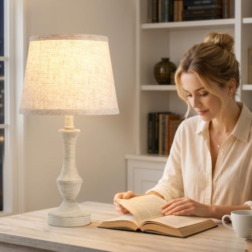 Luvkczc Table Lamp Set of 2, 19" Cottage Core Resin Bedside Lamps