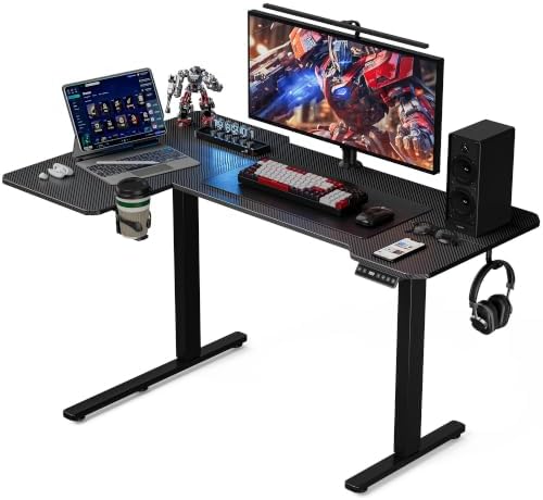 Acrolix L Shaped Electric Standing Desk,43x31.5 Reversible,Black Carbon