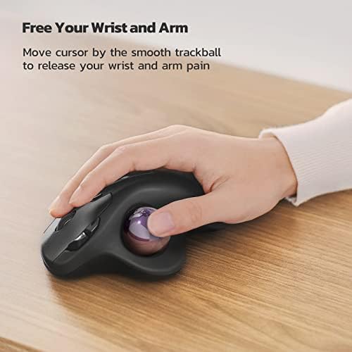 Nulea M501 Wireless Trackball Mouse Ergonomic Thumb Control, 4 DPI Levels