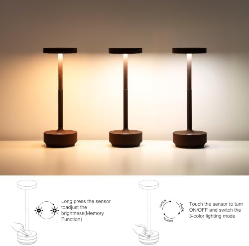 LED Cordless Table Lamp Rechargeable,Battery Powered Outdoor Table Light