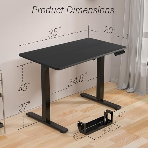 Kingant Standing Desk, 35x20 Inch Electric Height Adjustable Computer Desk