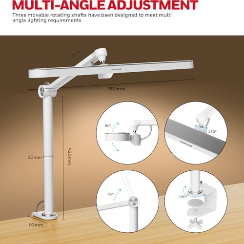 Honeywell 05B02 LED Desk Lamp with Clamp, Task Lamp for Home Office