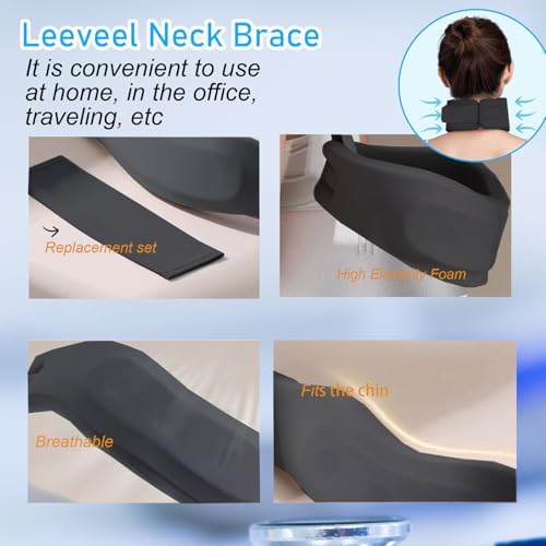 leeveel Neck Brace Cervical Collar,Soft Neck Support Relief Pain & Pressure in Spine for Women & Men,Adjustable Cervical Collar for Sleeping,Travelling,Office (L-19.3"X3.5")