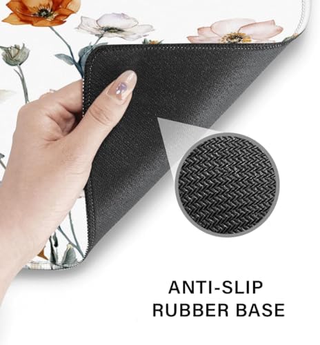 Desk Pad and Keyboard Wrist Rest, Large Mouse Pad + Keyboard Pad+Mouse Wrist Support, Non-Slip Desk Mat Protector for Office, Home 31.5×11.8 Inches Cute Floral