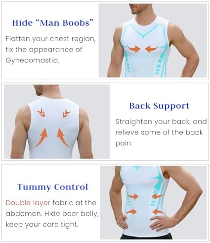 Compression Shirt Men Slimming Body Shaper Vest Crewneck Workout Tank Top