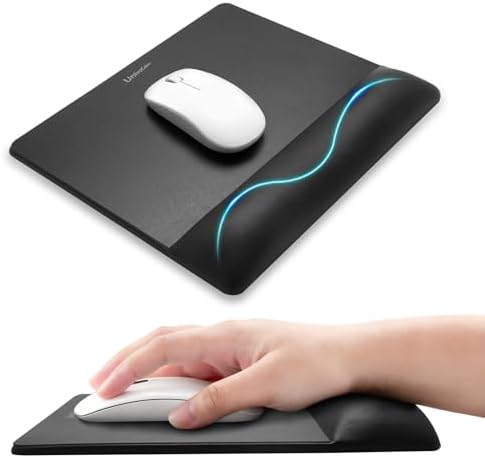 univo colors Wide Size Mouse Pad with Wrist Rest,Premium PU Material,Low-Rebound Cushion,Ergonomic Design,Comfortable Wide-Size Operation,Smooth Mouse Control with Hard Plate,Reduces Fatigue(Black)