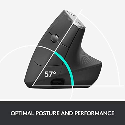 logitech MX Vertical Advanced Ergonomic Mouse, Wireless via Bluetooth or Included USB Receiver (Renewed)