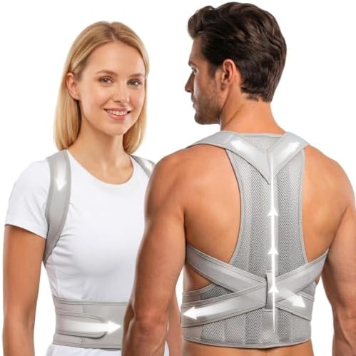 Adjustable Posture Corrector Back Brace for Men & Women – Upper Back & Shoulder Support Breathable Design with Removable Under-Arm Sweat Pads, Discreet Fit.