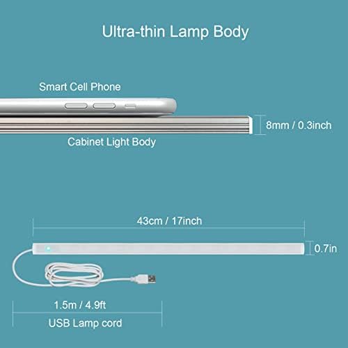 LED Under Cabinet Lighting with Touch Dimmer Sensor, 17" Plug in Under Counter Lights for Desk, Kitchen and Workbench, Cool White (6000K)
