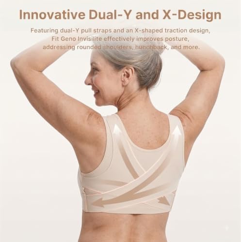 Fit Geno Posture Bra for Seniors, Wireless Front Closure Back Support Bra