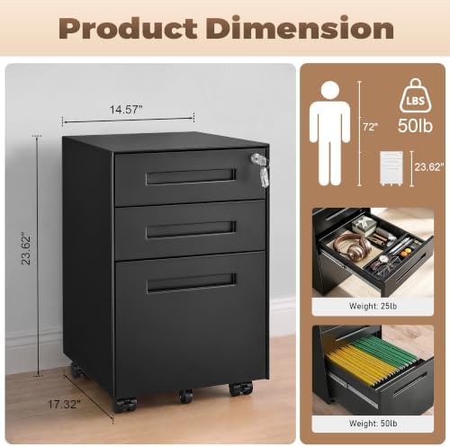 Guizeeopo Fully Assembled Home Office File Cabinet with Lock