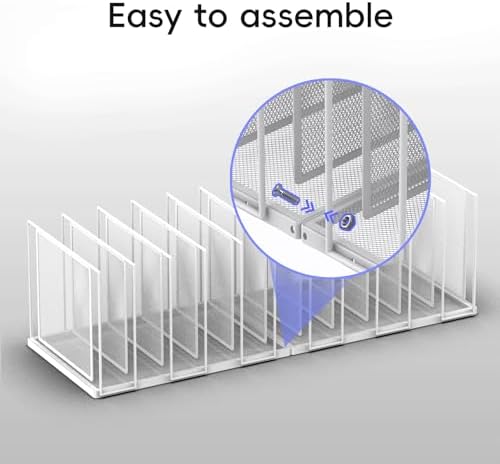 File Organizer for Desk, 11-Section Vertical File Sorter, Paper Holder Organizer Standing Metal File Folder for Office Home Classroom, White