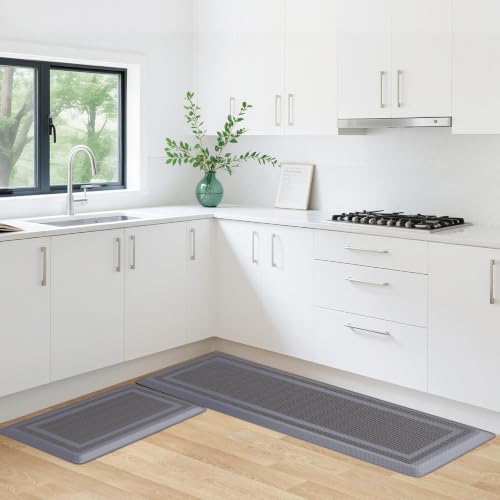 2PCS Kitchen Rugs Cushioned Anti-Fatigue Kitchen Mats Comfort Standing Mat